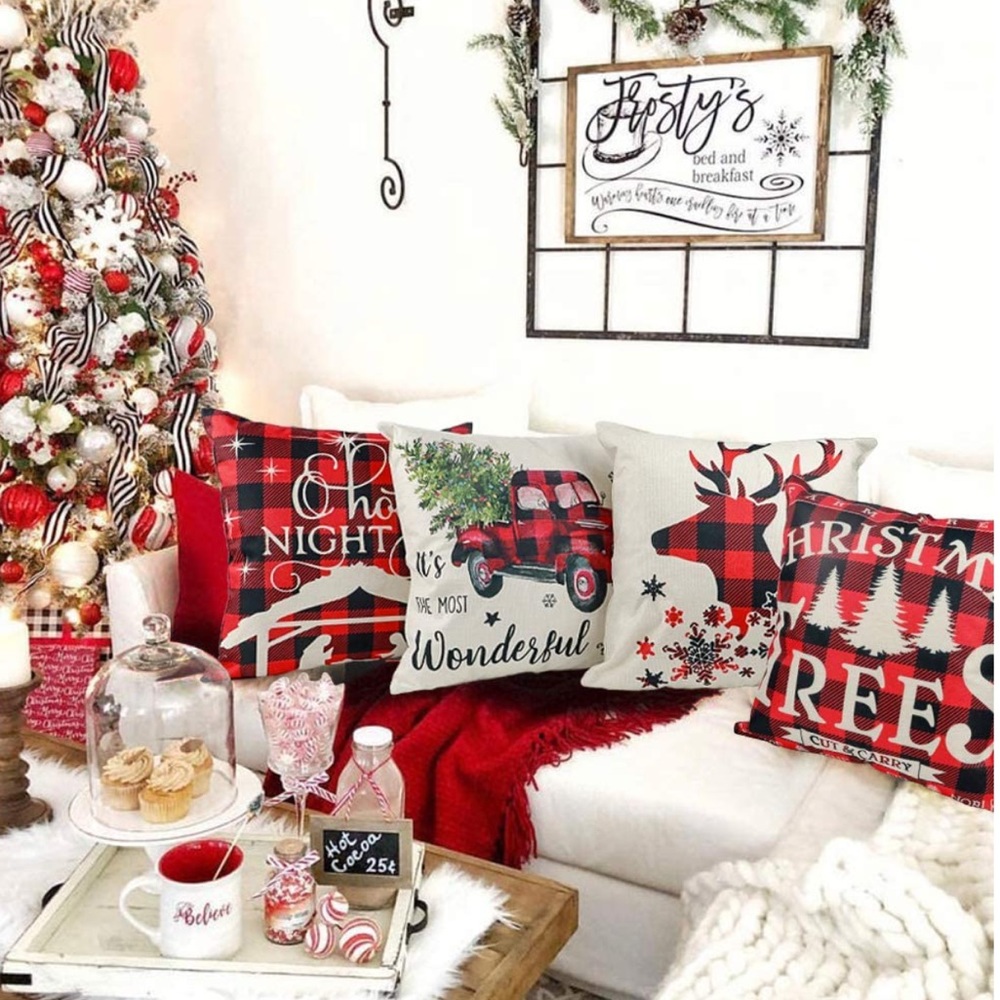 Set of 4 Christmas pillow covers